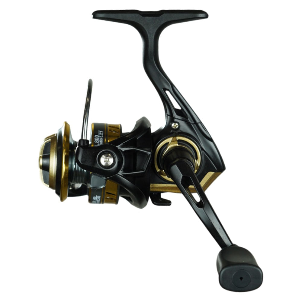 Combo Vara e Molinete Leaf Ultra Light Estrutura Telescópica 2,4m Pesca em Rios e Lagos Preto Pesca Brasil