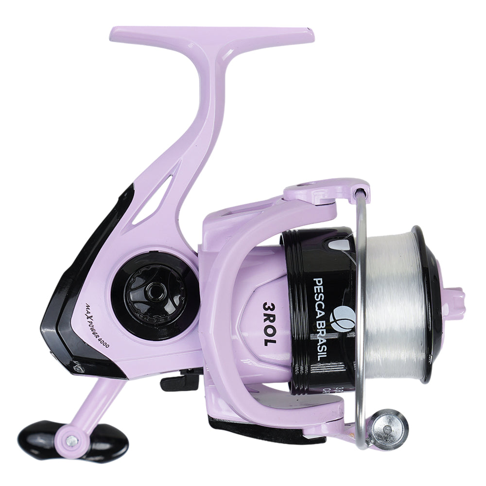Combo Vara + Molinete Feminino Pesca Brasil Maxpower Lady