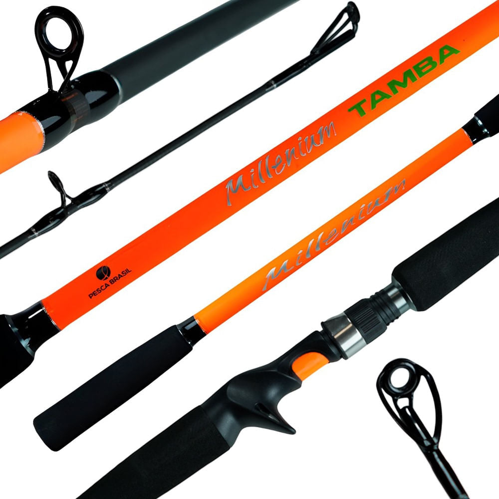 Vara de Carretilha Millenium Tamba Carbono 2,70m Pesca Esportiva Multifilamento Laranja Pesca Brasil