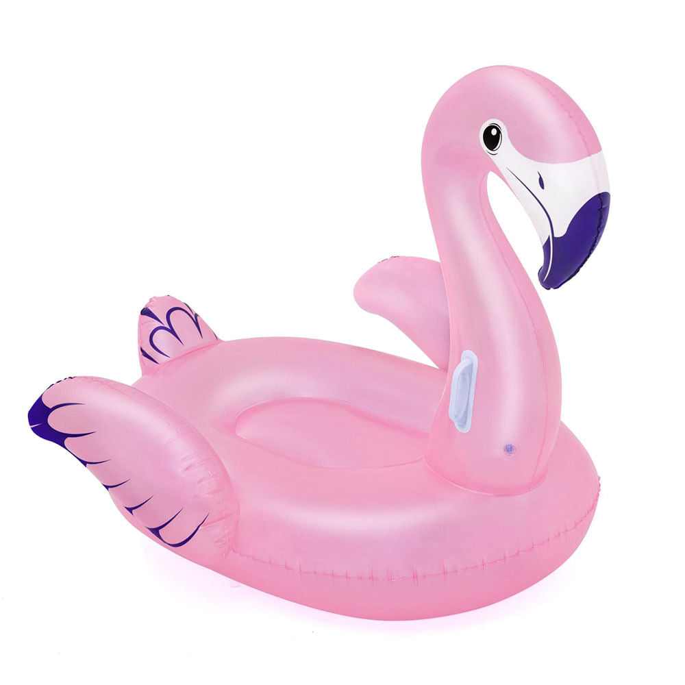 Boia inflável Bestway Flamingo com alças resistentes ideal para piscinas em dias quentes
