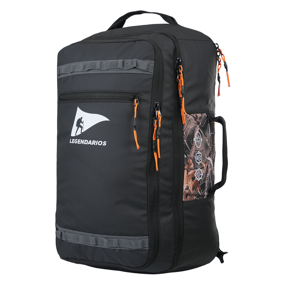 Mochila de Viagem Legendários Evoque 40L - Mala de Bordo em Poliéster PU 600D, Compartimento para Notebook, Alças Escamoteáveis e Design Híbrido para Viagens, Missões e Uso Executivo