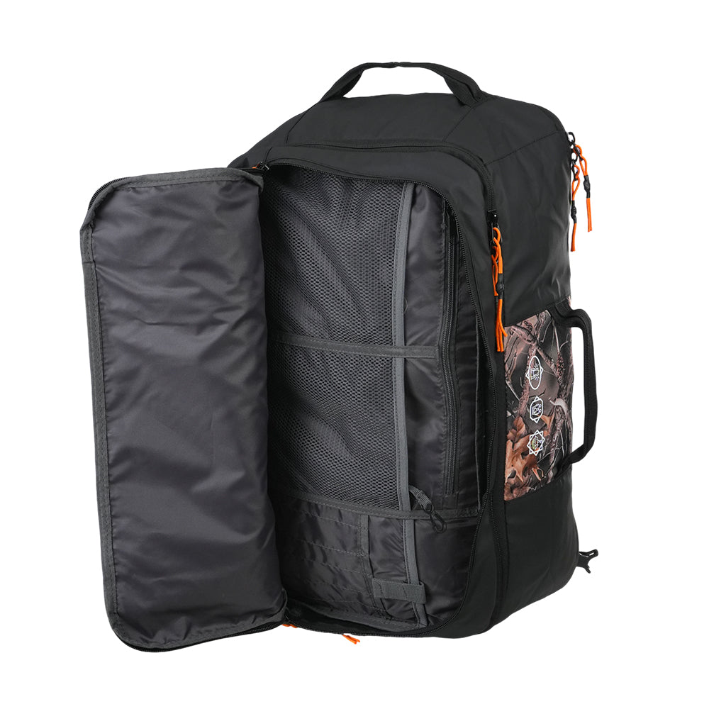 Mochila de Viagem Legendários Evoque 40L - Mala de Bordo em Poliéster PU 600D, Compartimento para Notebook, Alças Escamoteáveis e Design Híbrido para Viagens, Missões e Uso Executivo