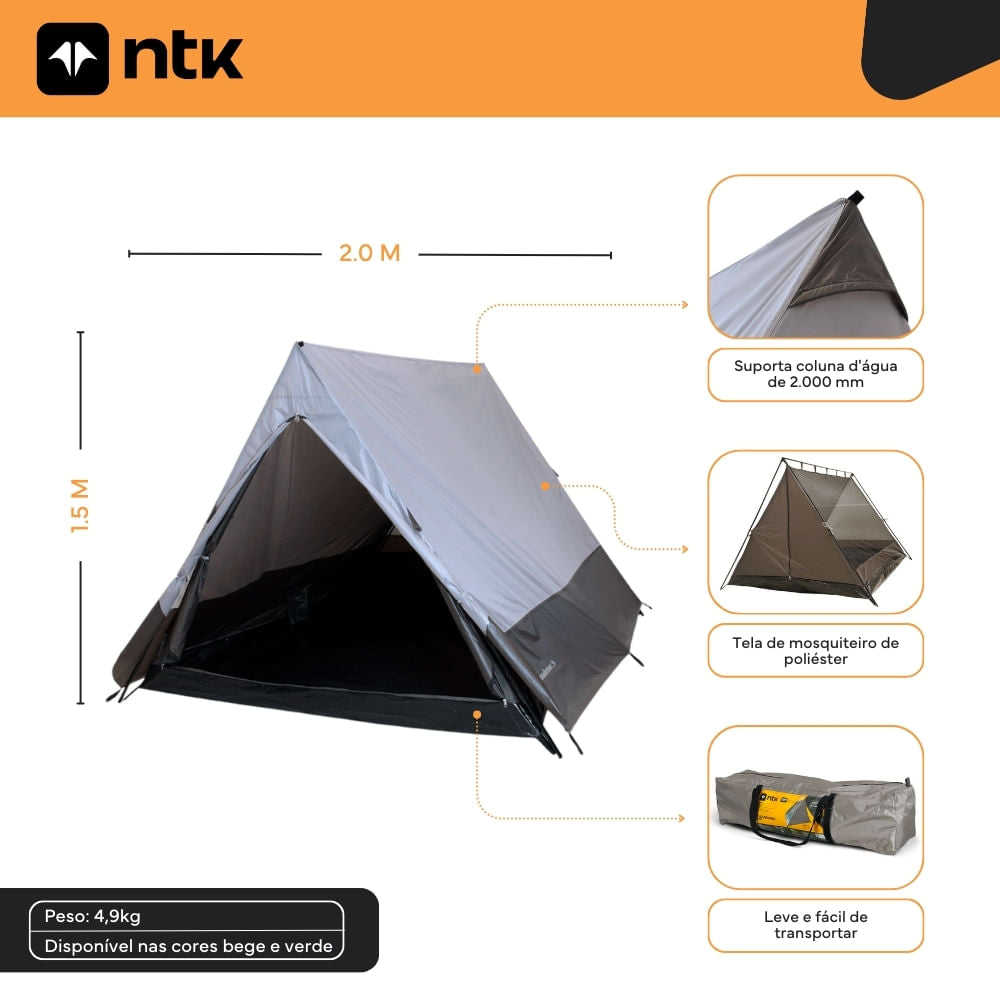 Barraca de Camping 2/3 Pessoas Canadense NTK 2000 mm