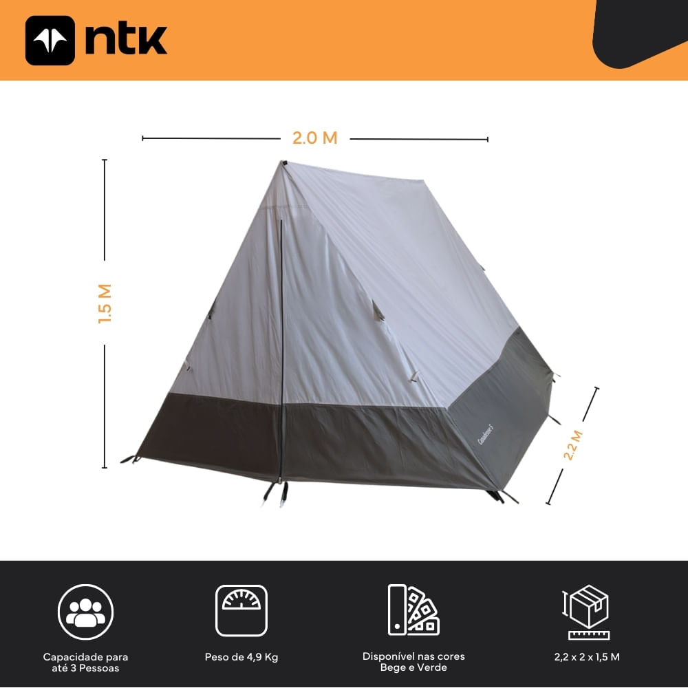 Barraca de Camping 2/3 Pessoas Canadense NTK 2000 mm