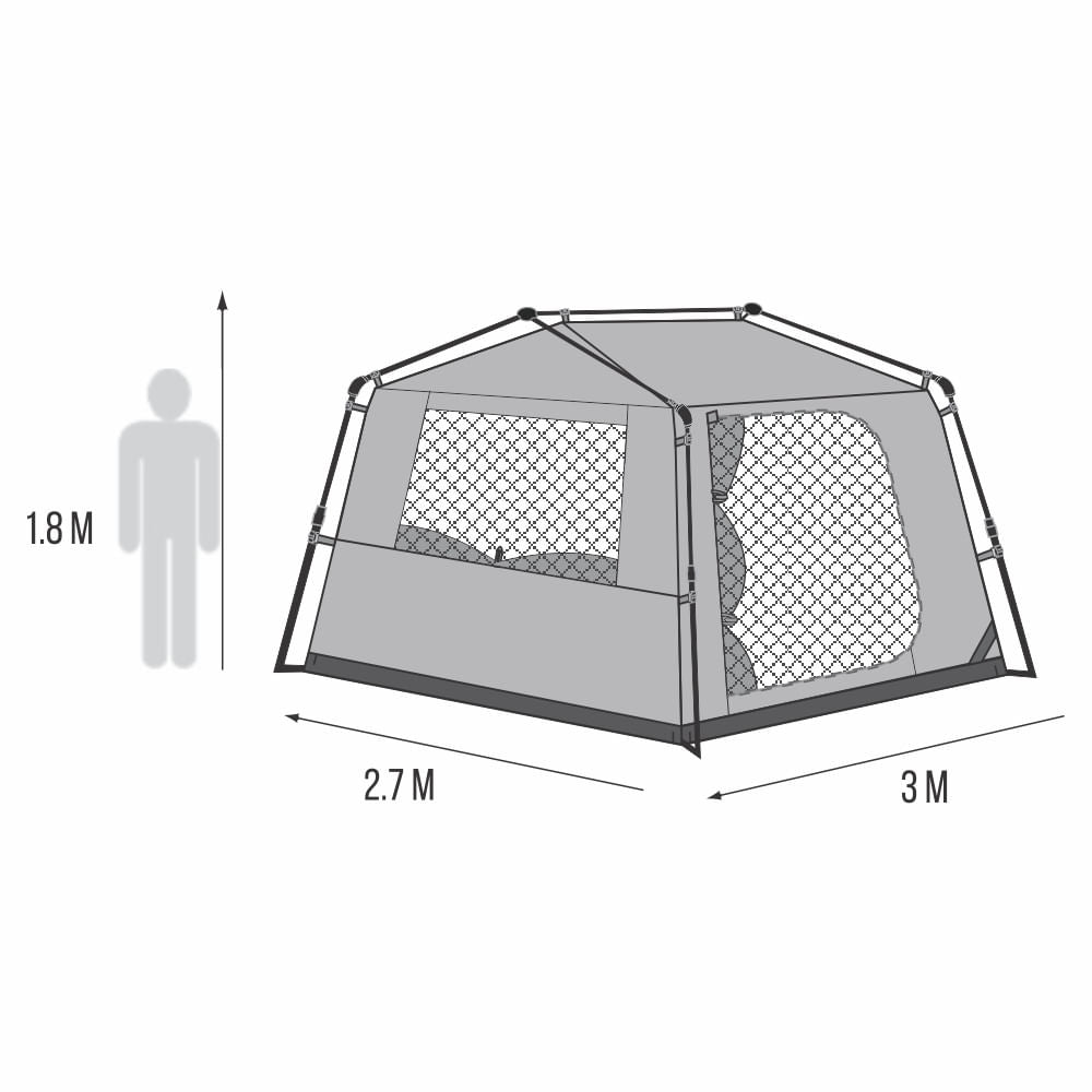 Barraca de Camping 5/6 Pessoas Flash NTK 3000 mm com 3 Janelas
