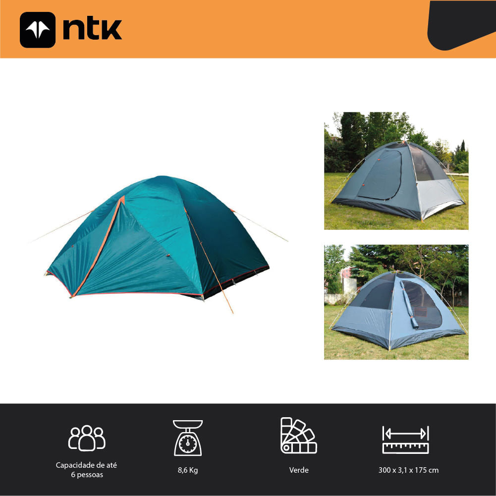 Barraca de Camping 5/6 Pessoas Colorado NTK 2500 mm