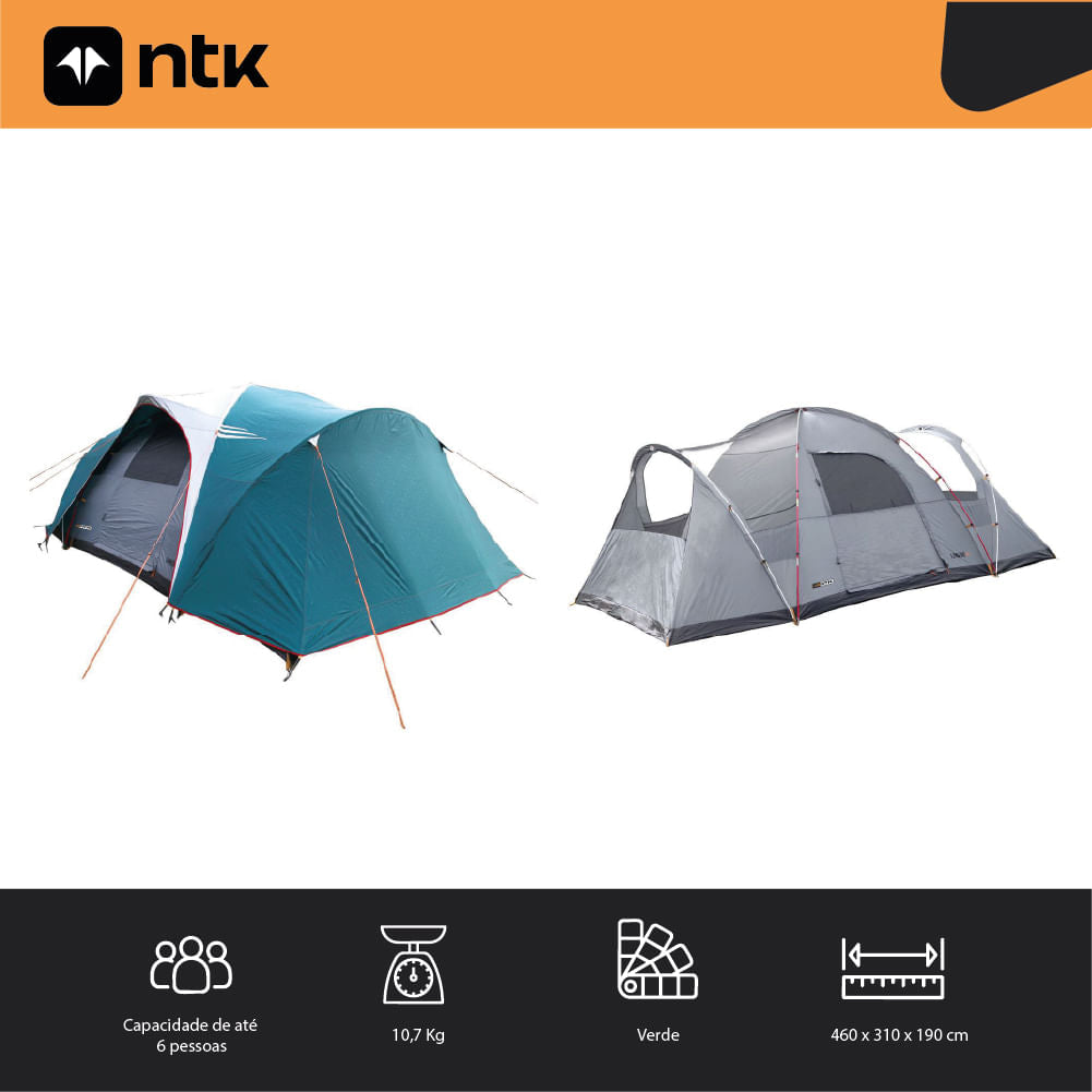 Barraca de Camping Tamanho Família 8/9 Pessoas Laredo GT NTK Coluna d’água 2500 mm