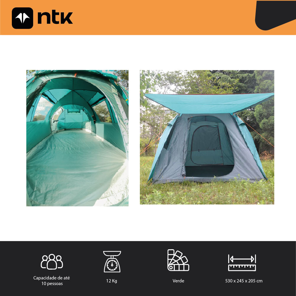 Barraca de Camping 9/10 Pessoas Arizona GT NTK 2500 mm
