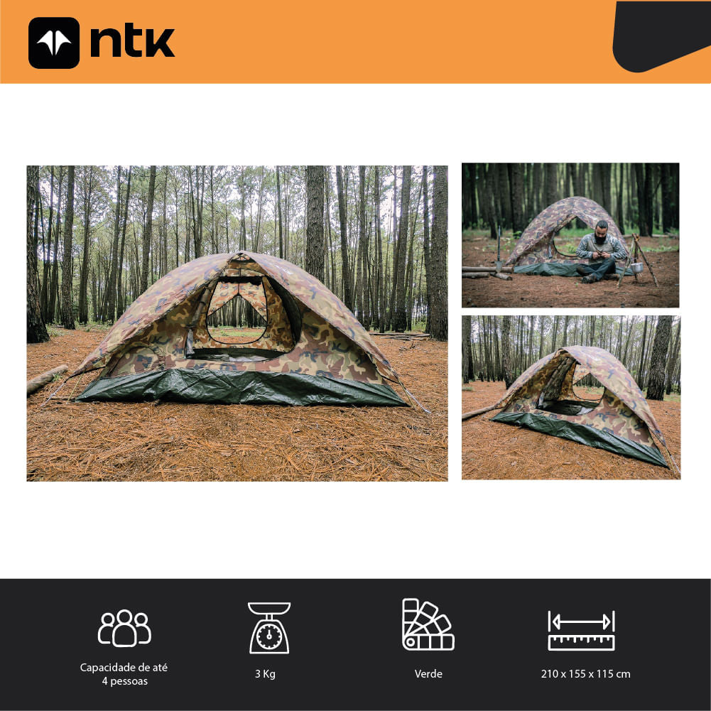 Barraca de Camping 3/4 Pessoas NTK Amazon 1800mm Tela Mosquiteiro