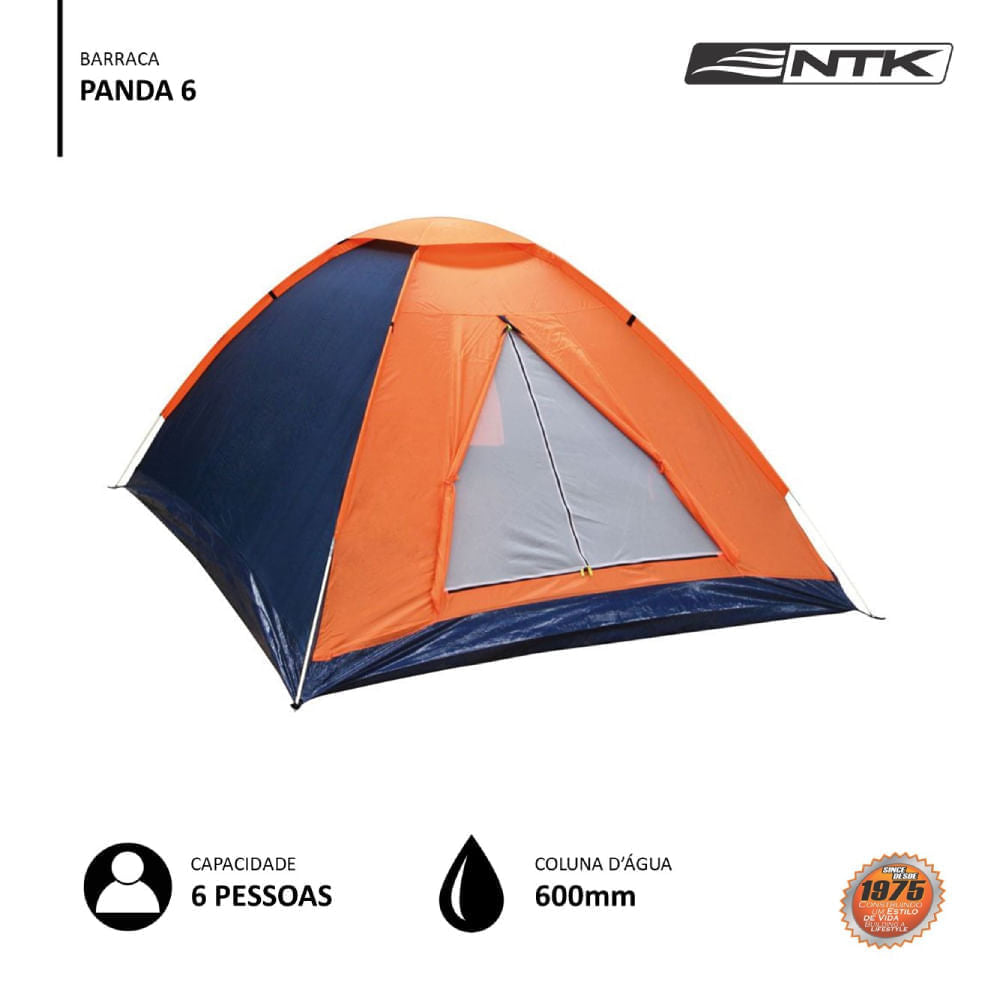 Barraca de Camping 5/6 Pessoas Panda NTK 600 mm Tela Mosquiteiro e Piso Antifungos
