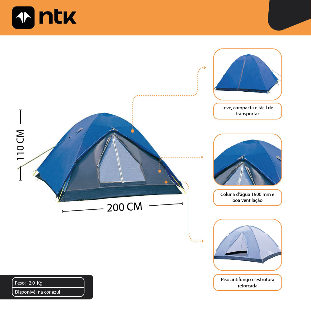 あっきー　2BOX Barraca De Camping Fox NTK 2/3 Pessoas | Nautika - Tudo Para Camping