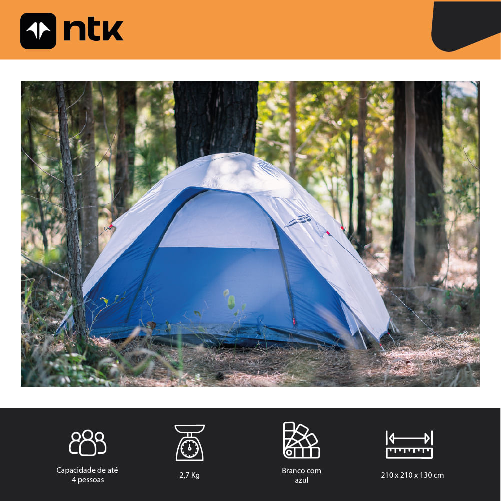 Barraca de Camping 3/4 Pessoas Dome NTK 1800mm