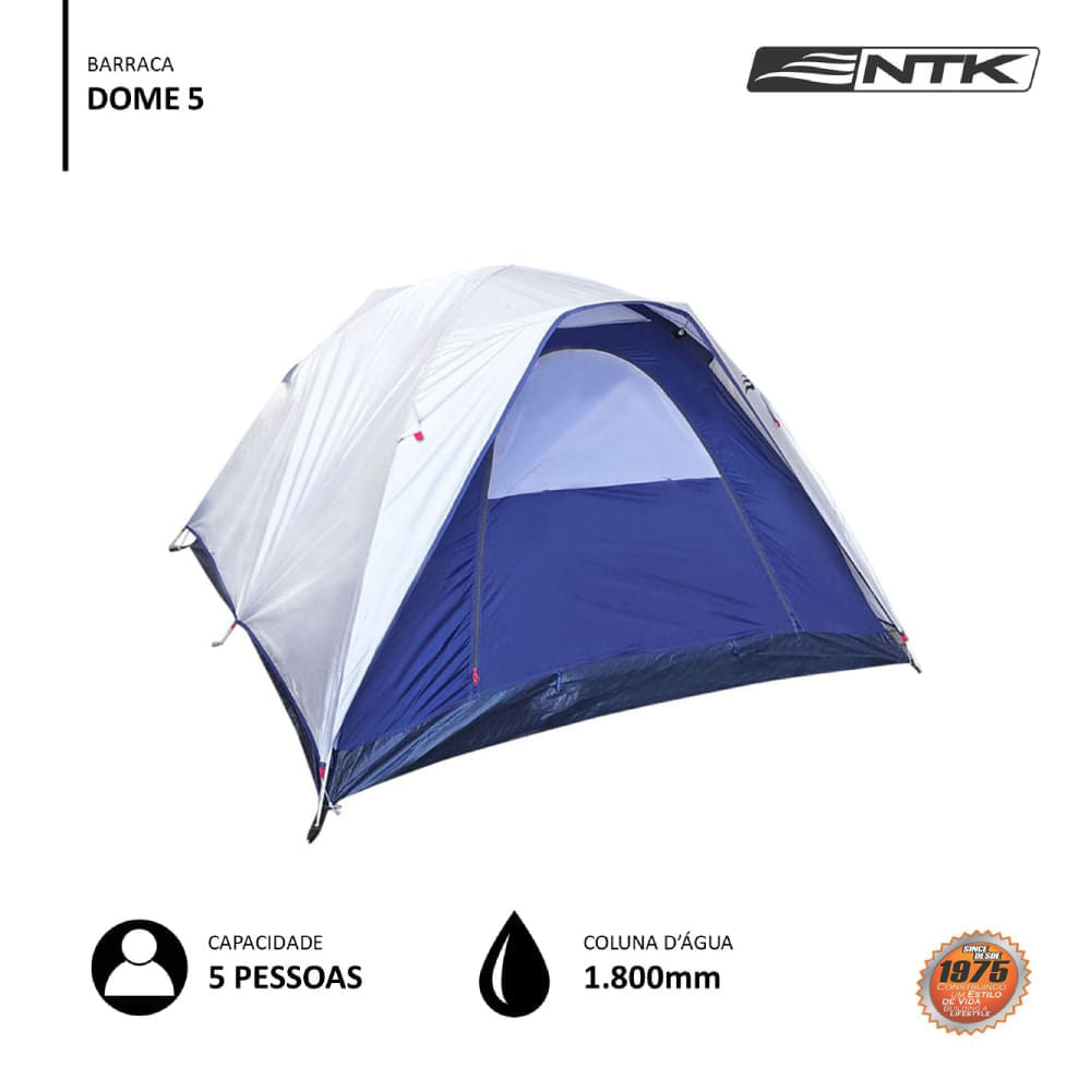 Barraca de Camping 4/5 Pessoas Dome NTK 1800mm Poliuretano Impermeável