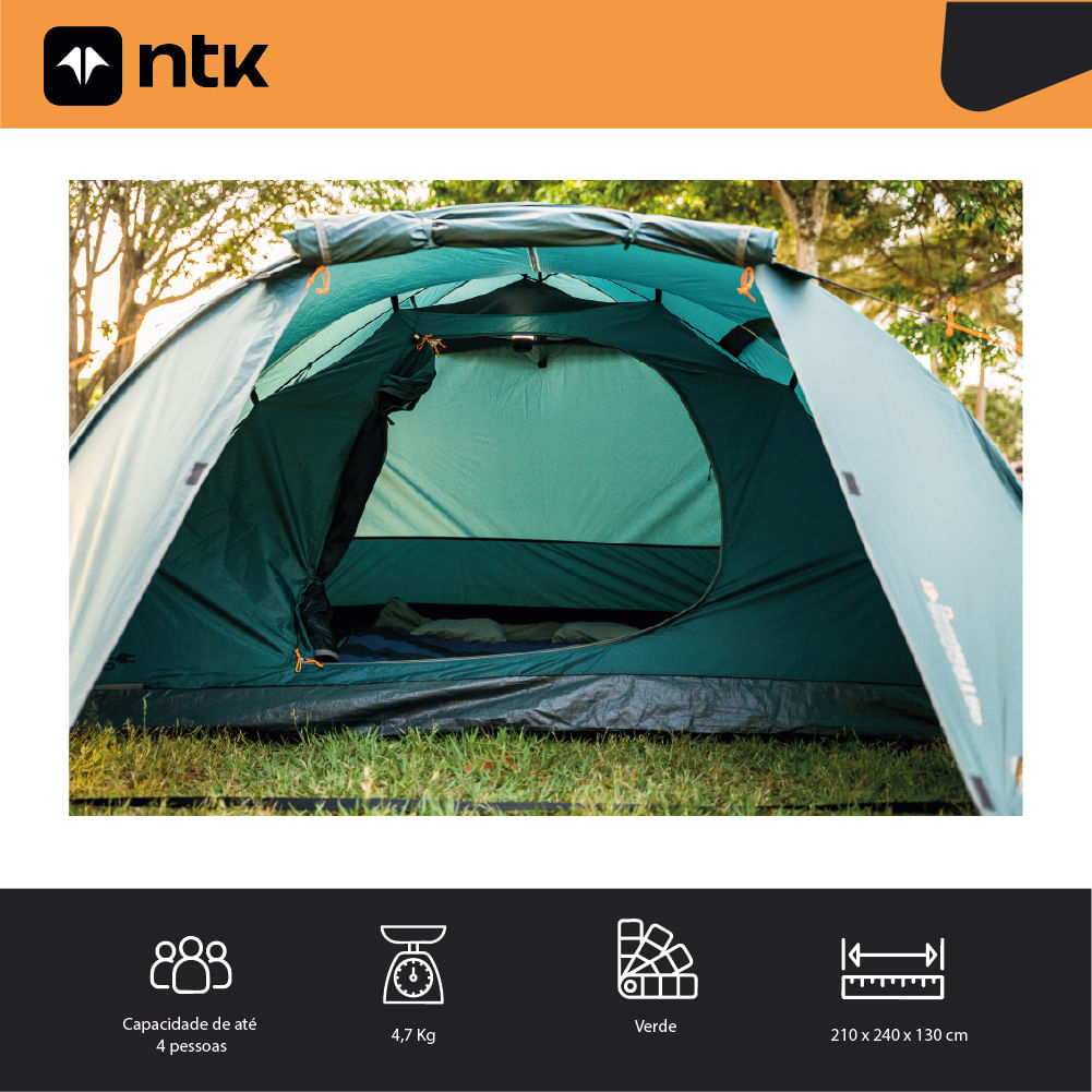 Barraca de Camping 3/4 Pessoas Patagônia NTK Coluna d’água 3000 mm com Avancê