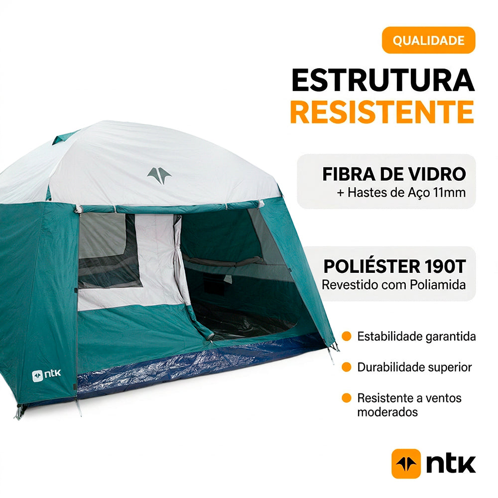 Barraca de Camping Hut GT 8/9 Pessoas NTK 2500mm e Sobreteto com Avanço