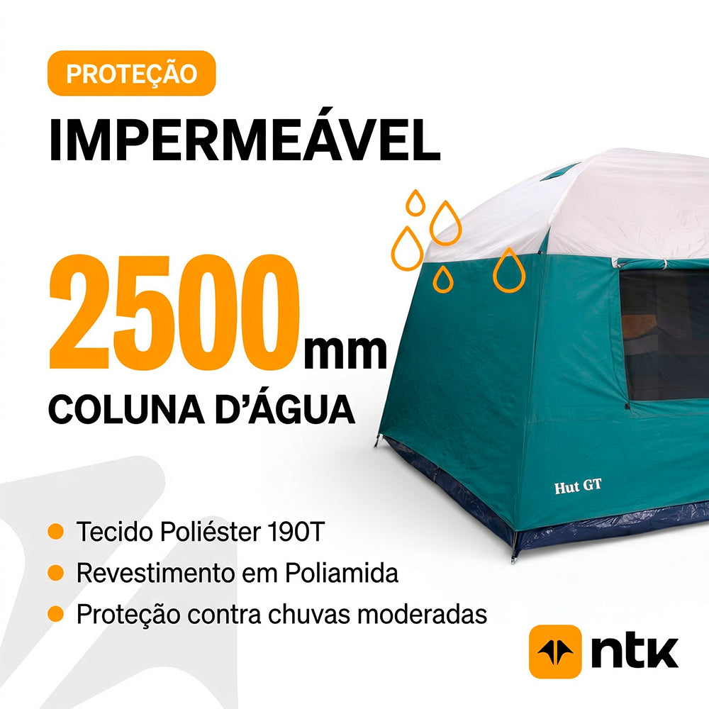 Barraca de Camping Hut GT 8/9 Pessoas NTK 2500mm e Sobreteto com Avanço