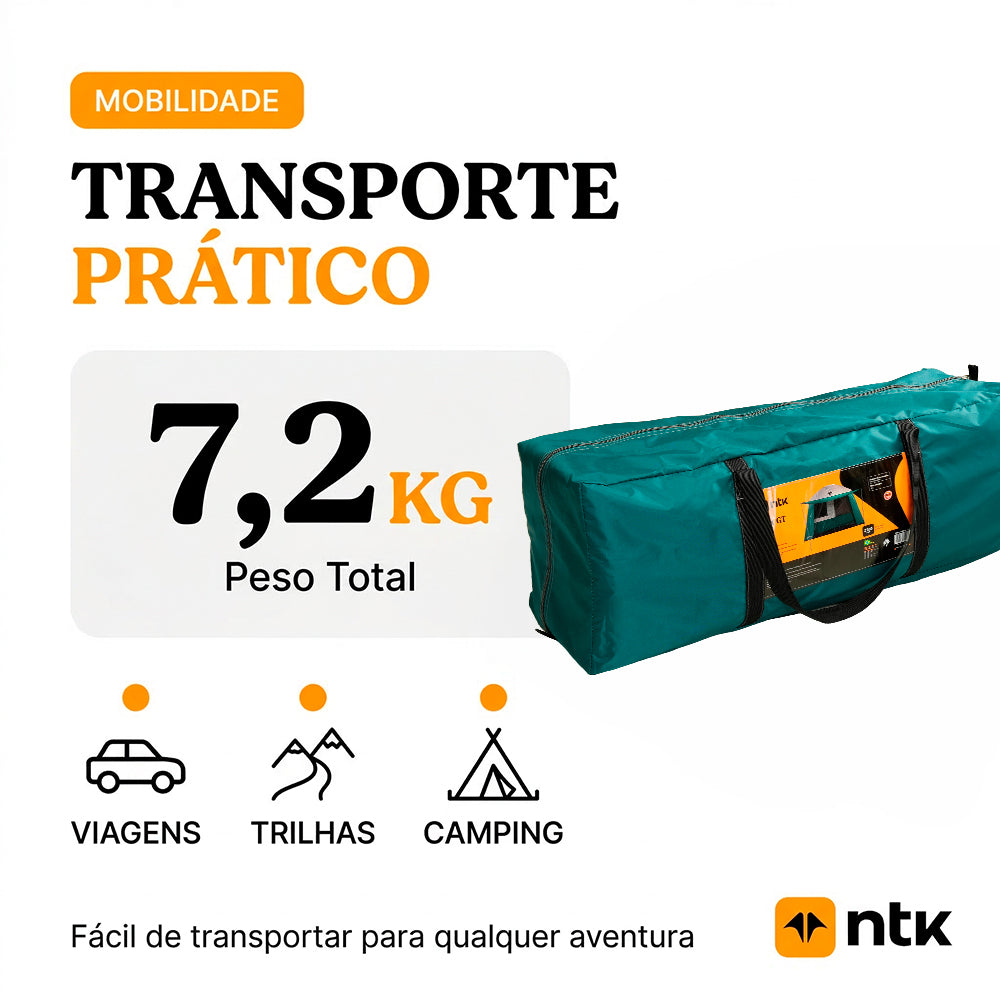 Barraca de Camping Hut GT 8/9 Pessoas NTK 2500mm e Sobreteto com Avanço