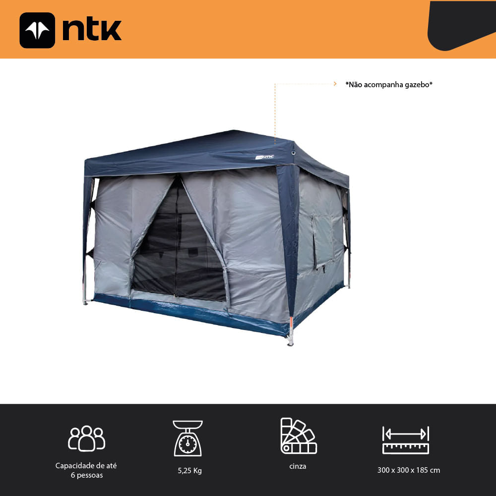 Barraca para Gazebo 3x3 Transform 3000 mm NTK com piso antifungos