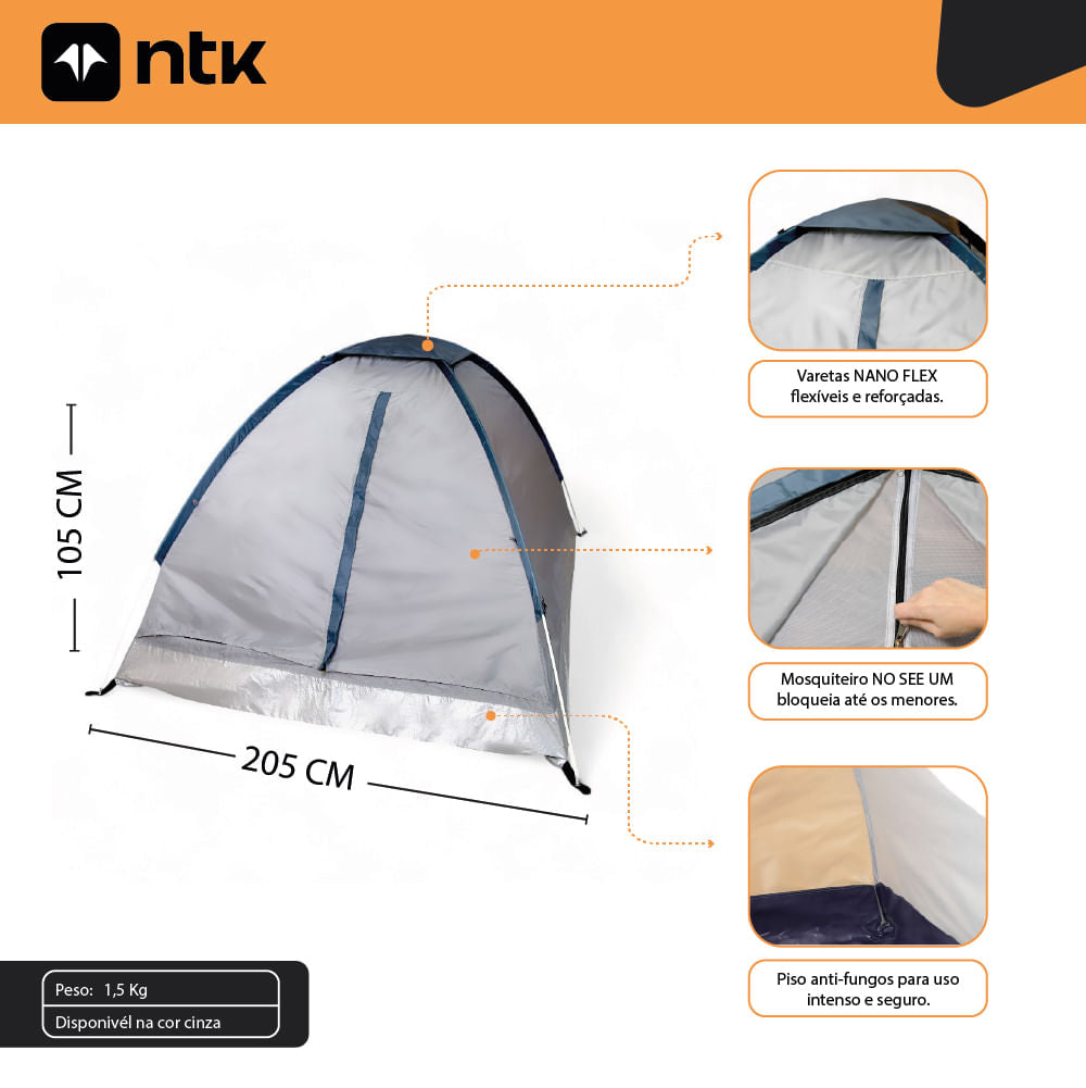 Barraca de Camping para 2 Pessoas 600mm Polar NTK