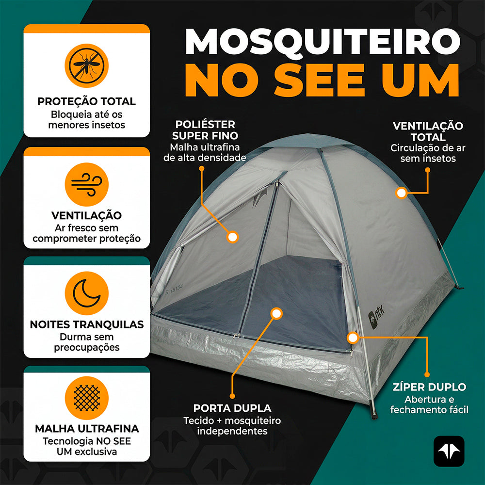 Barraca de Camping Polar 3 - Capacidade para 3 Pessoas - NTK 600mm