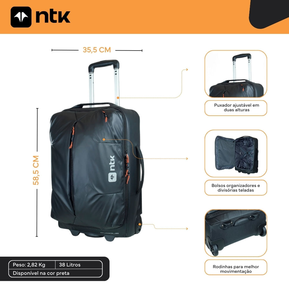 Mala de Viagem Evoque Roller 38L PU Poliéster NTK