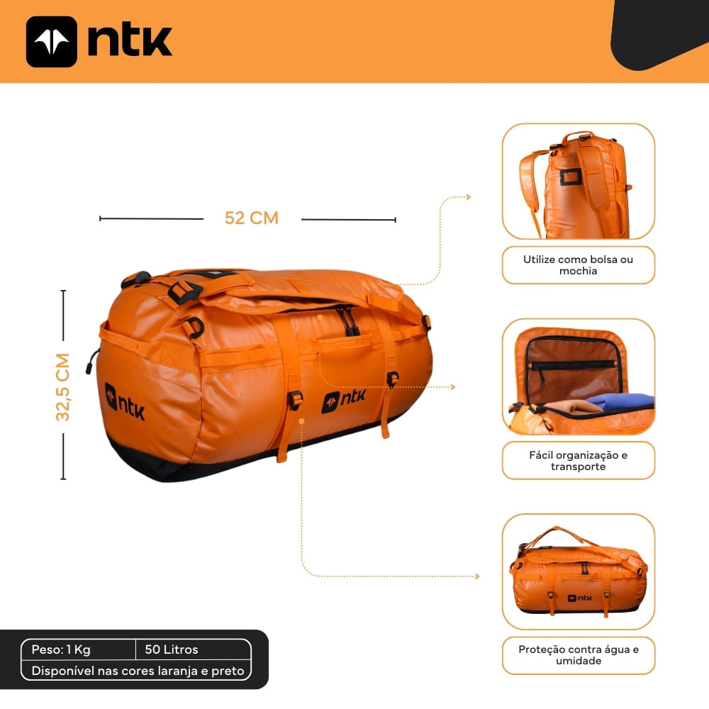 Mochila/Bolsa 50L em PVC Duffle Bag NTK – Nautika Mochila/Bolsa 50L em PVC Duffle Bag NTK – Nautika