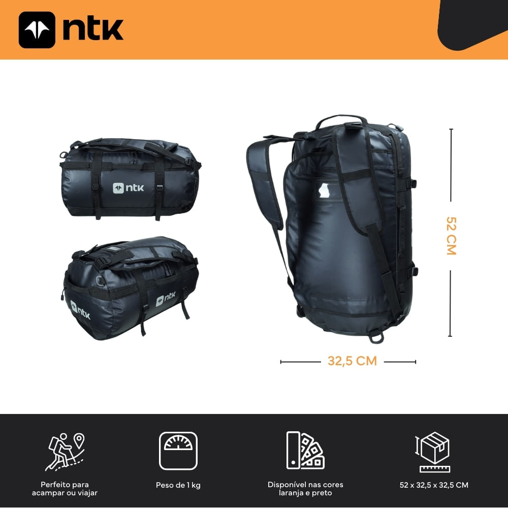 Mochila/Bolsa 50L em PVC Duffle Bag NTK – Nautika