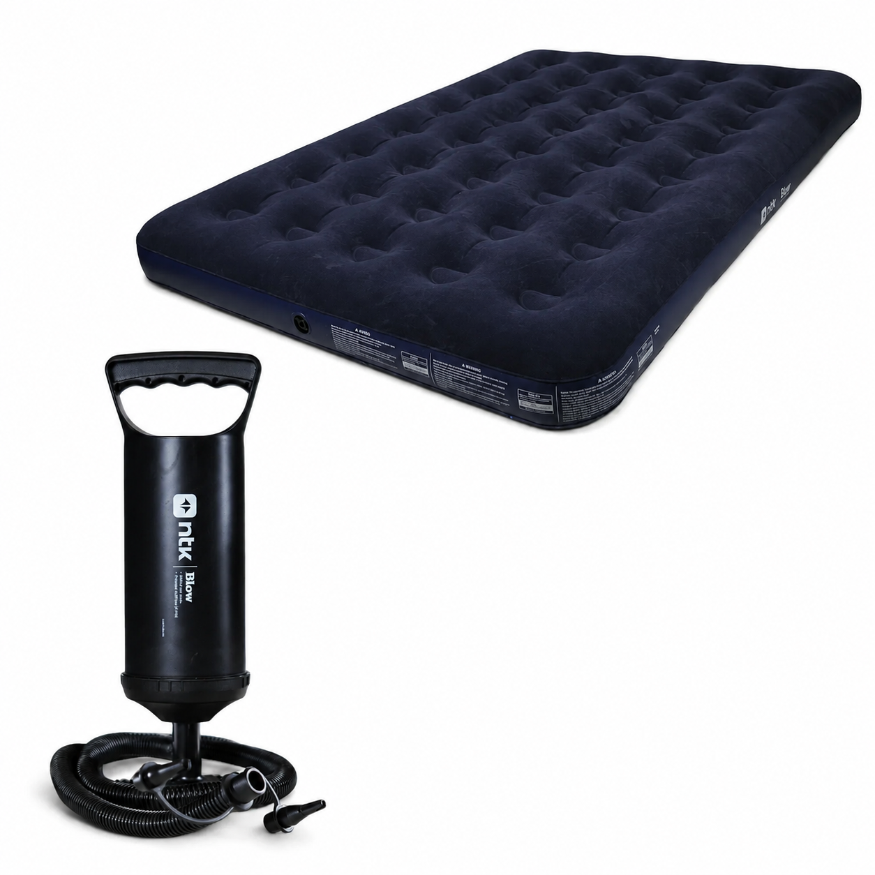 Combo Colchão Inflável Casal Star NTK + Inflador Manual Blow NTK