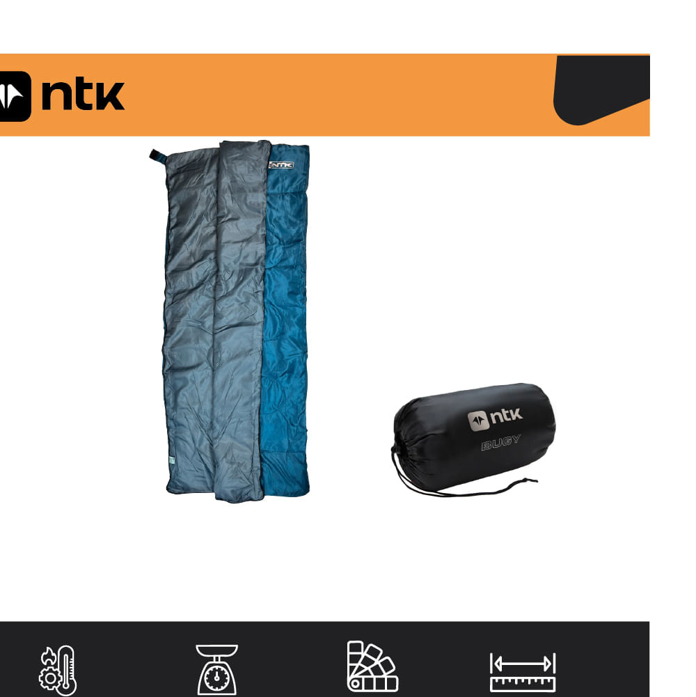 Saco de Dormir Solteiro Isolamento 8° a 15°C Bugy NTK