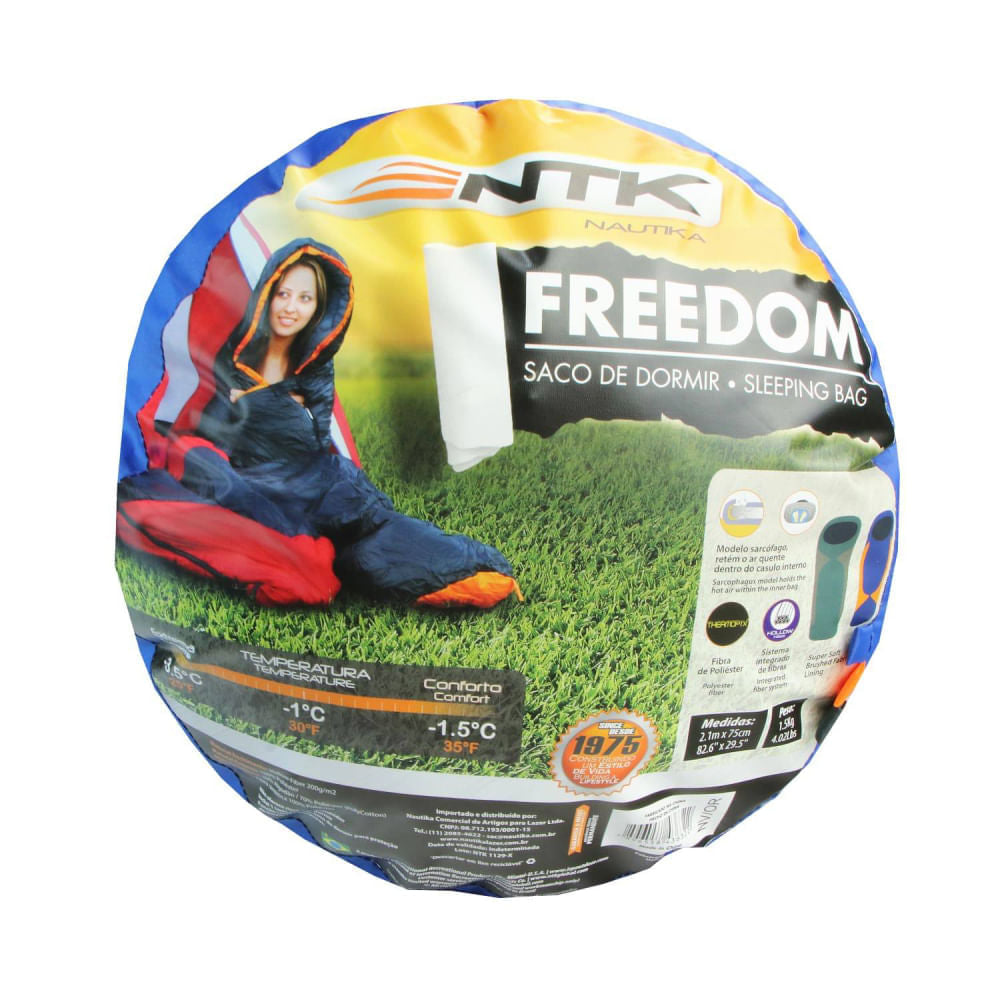 Saco de Dormir Solteiro -1,5 °C a -3,5 °C NTK Freedom