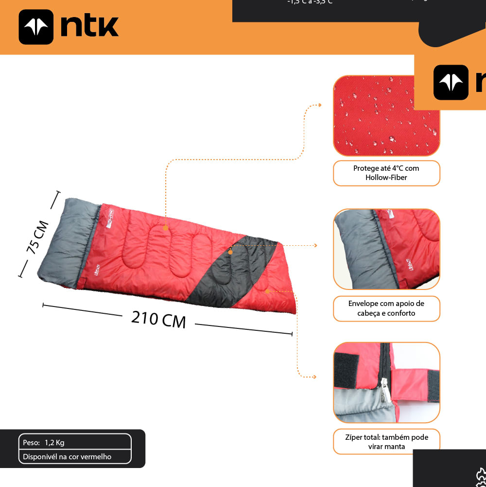 Saco de Dormir / Manta Térmica 4° a 10°C Liberty NTK
