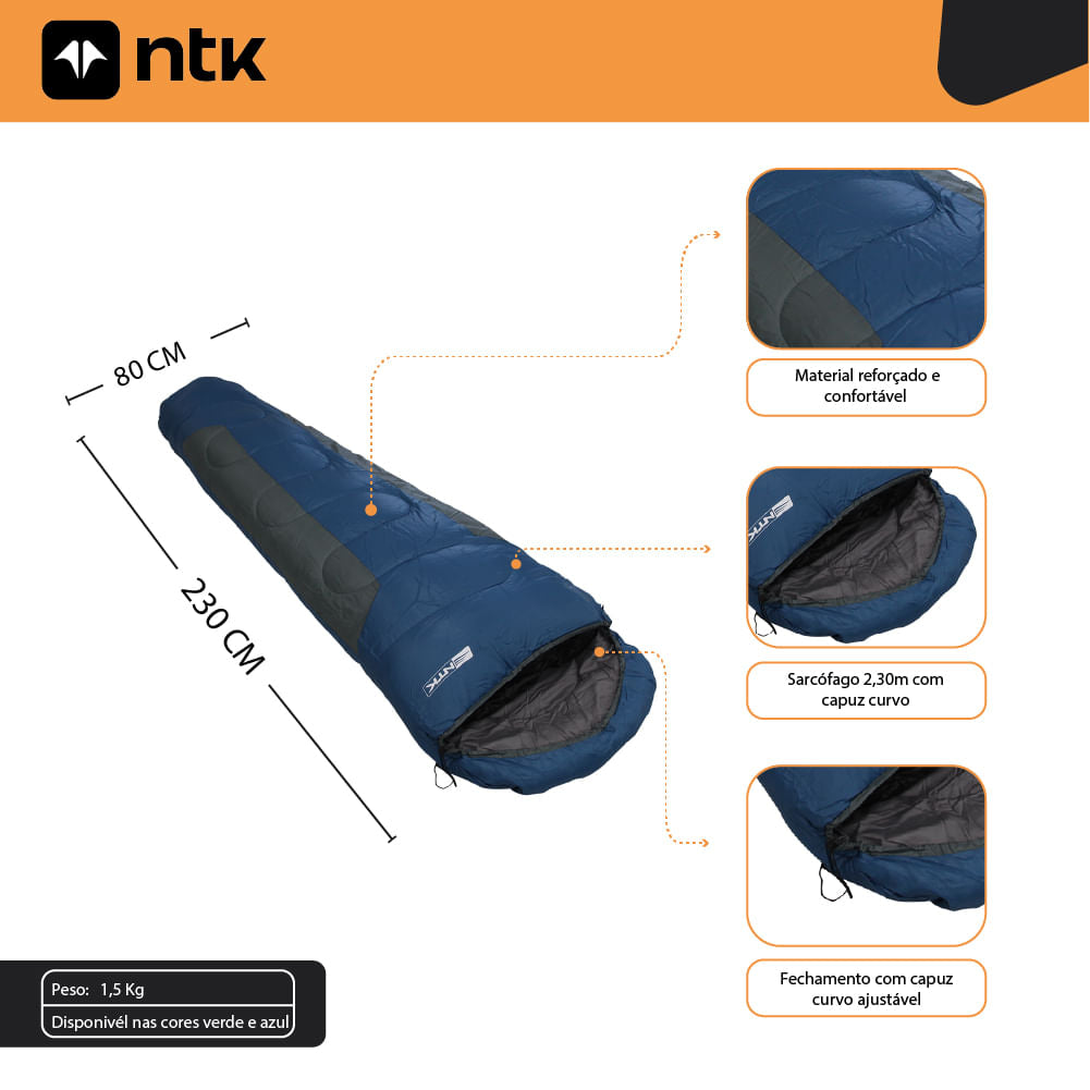Saco de Dormir Solteiro -1°C a 8°C Mummy NTK