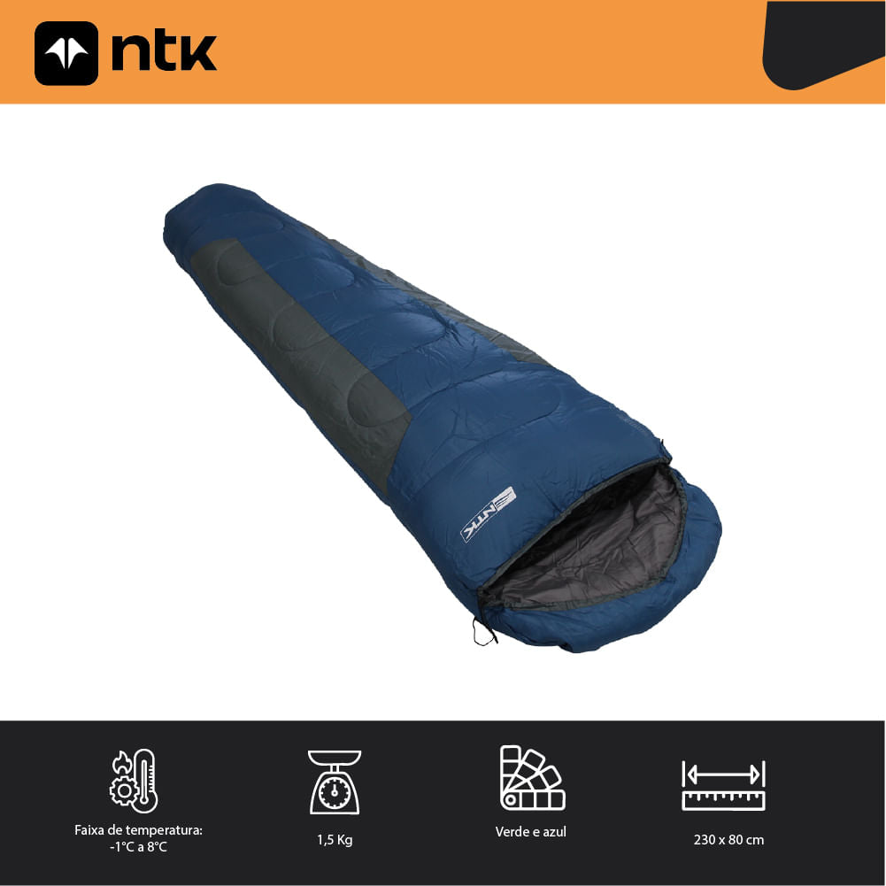 Saco de Dormir Solteiro -1°C a 8°C Mummy NTK
