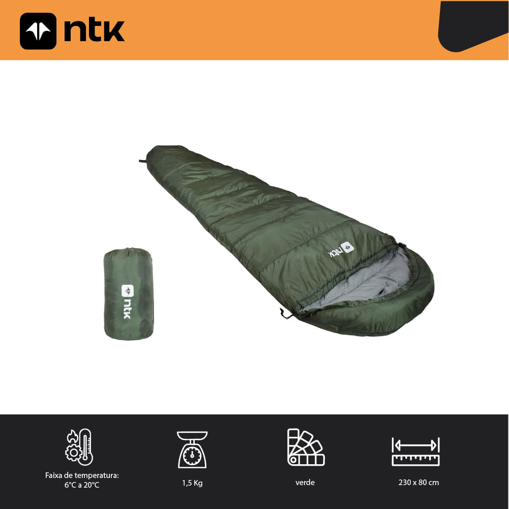Saco de Dormir 6° a 20°C Compatível com Rede Kokan NTK