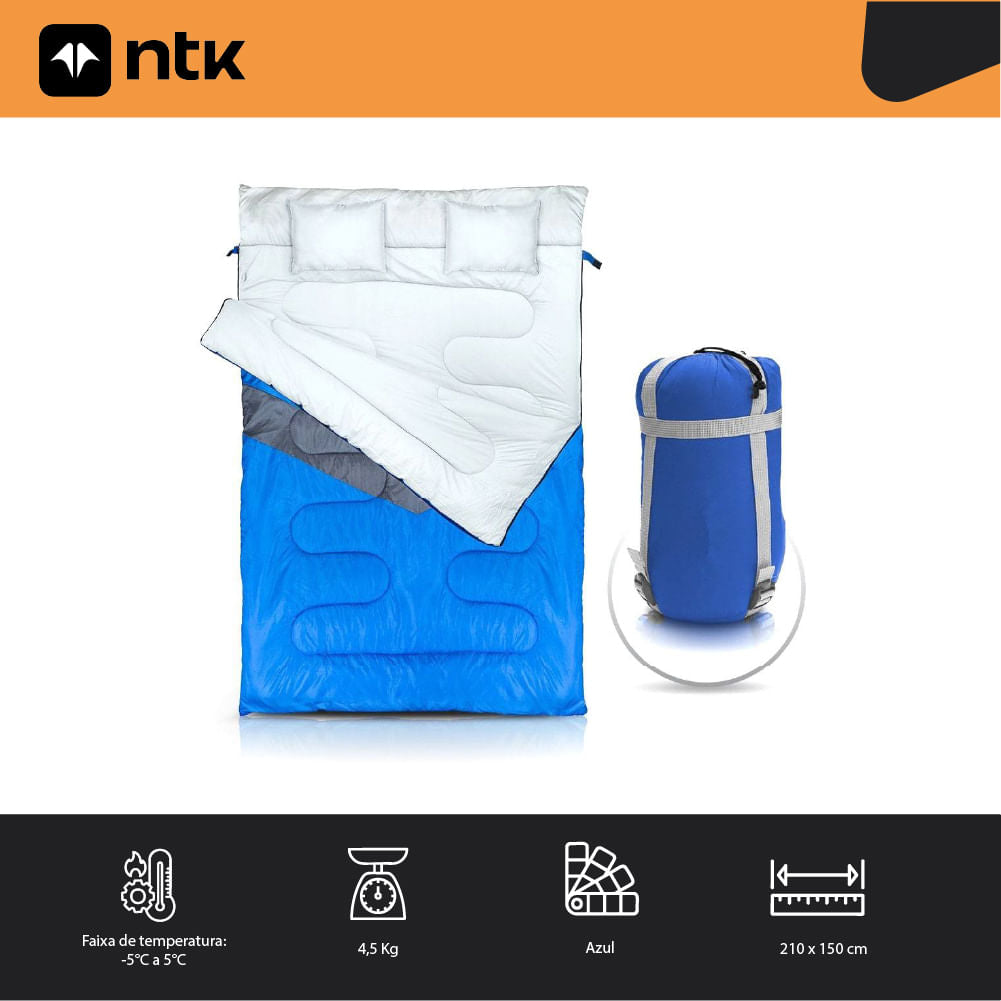 Saco de Dormir Casal -5° a 5°C Destacável Kuple NTK