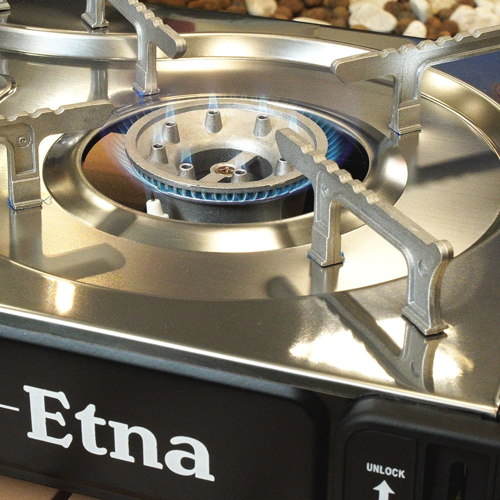 Fogareiro Horizontal 2 Bocas ETNA Aço Inoxidável 63cm Preto NTK