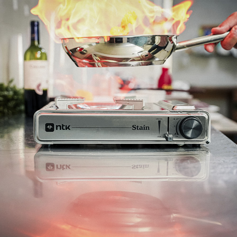 Fogareiro Stain NTK em Aço Inox com Ignição Automática e Flex Fuel