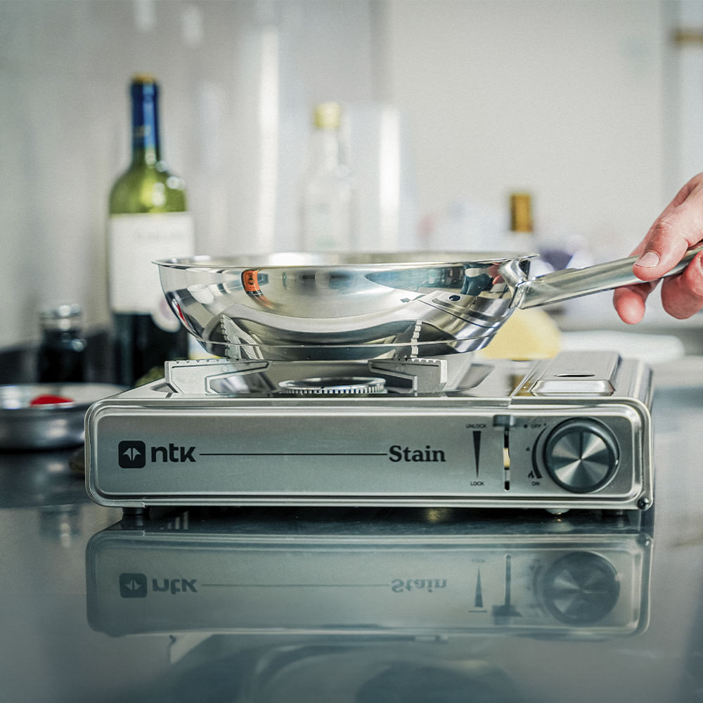 Fogareiro Stain NTK em Aço Inox com Ignição Automática e Flex Fuel