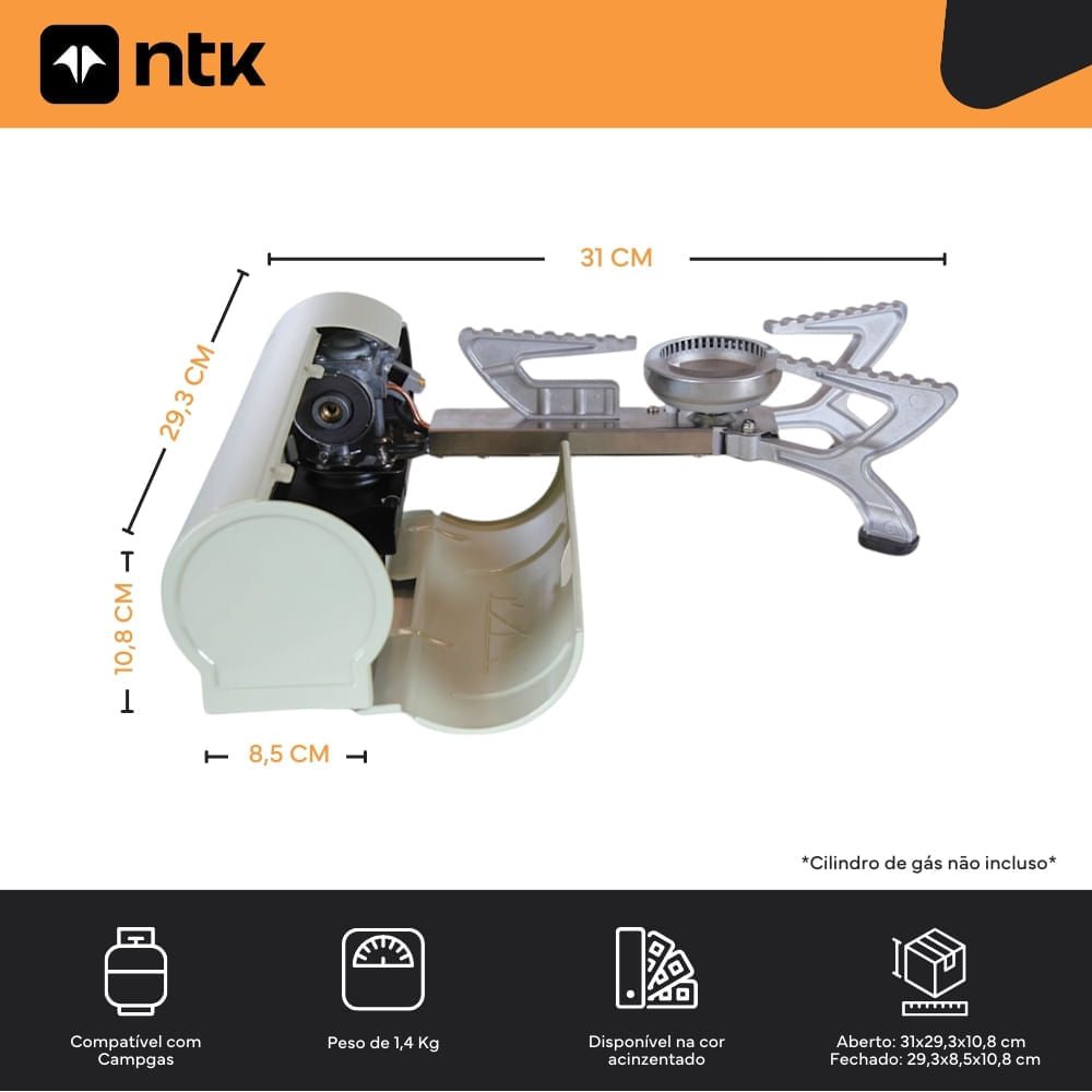Fogareiro Iron Dobrável com Ignição Automática NTK