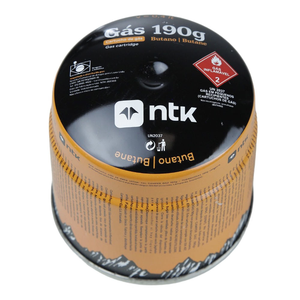 Cartucho de gás NTK 190g para fogareiros e lampiões compactos embalagem com 48 unidades
