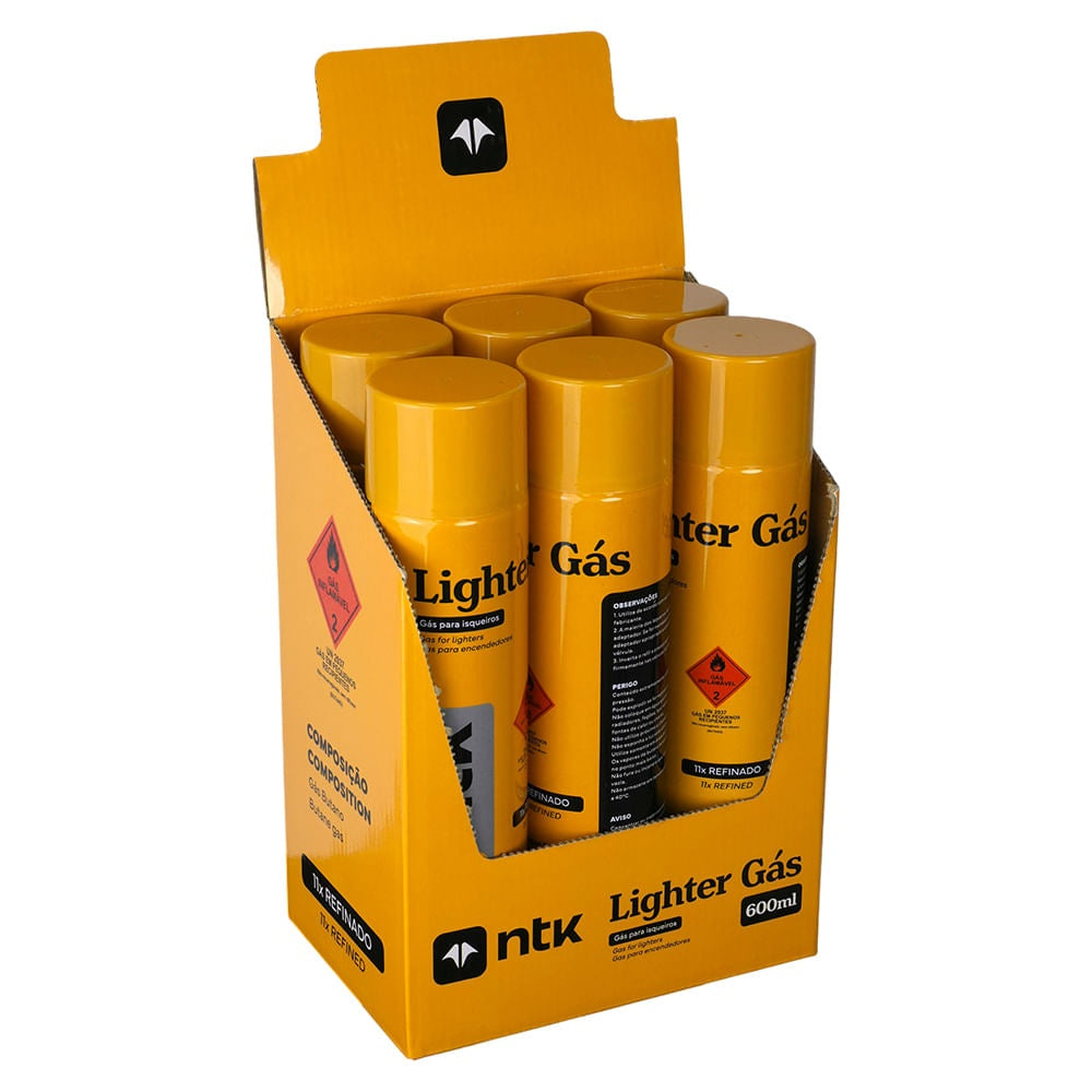 Caixa de Gás para Isqueiros Lighter Gás 600ml Cada - 6 Un | NTK