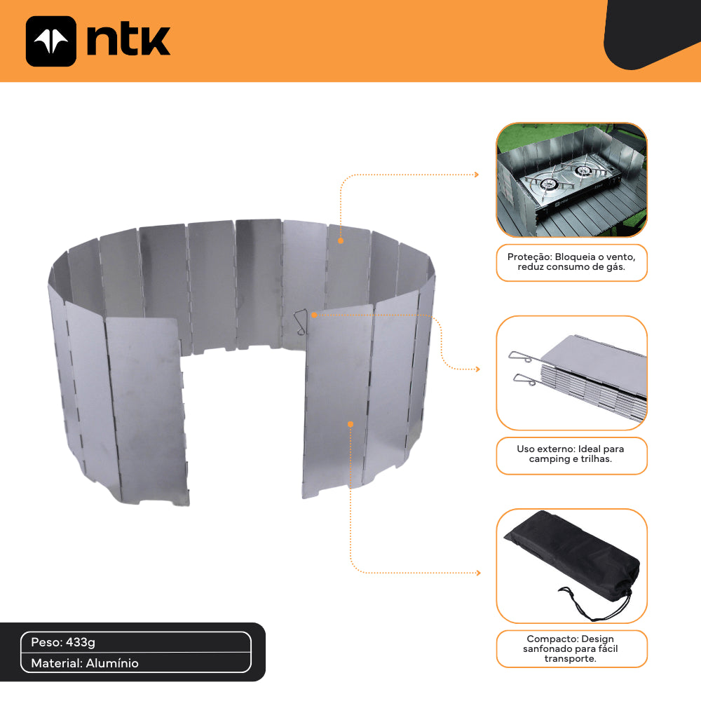 Escudo para Fogareiro G NTK Proteção Contra o Vento