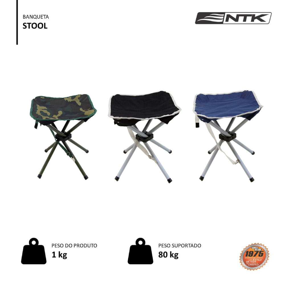 Banqueta Stool NTK dobrável e suporta até 80kg