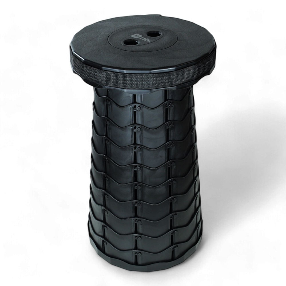 Banqueta IZY Telescópica Plástica Compacta Ajustável Suporta até 120 kg Preta NTK