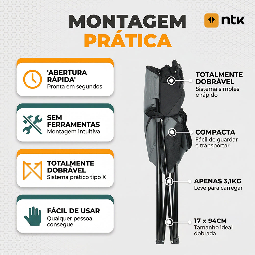 Cadeira Dobrável Nautika Pandera com Dois Porta Copos