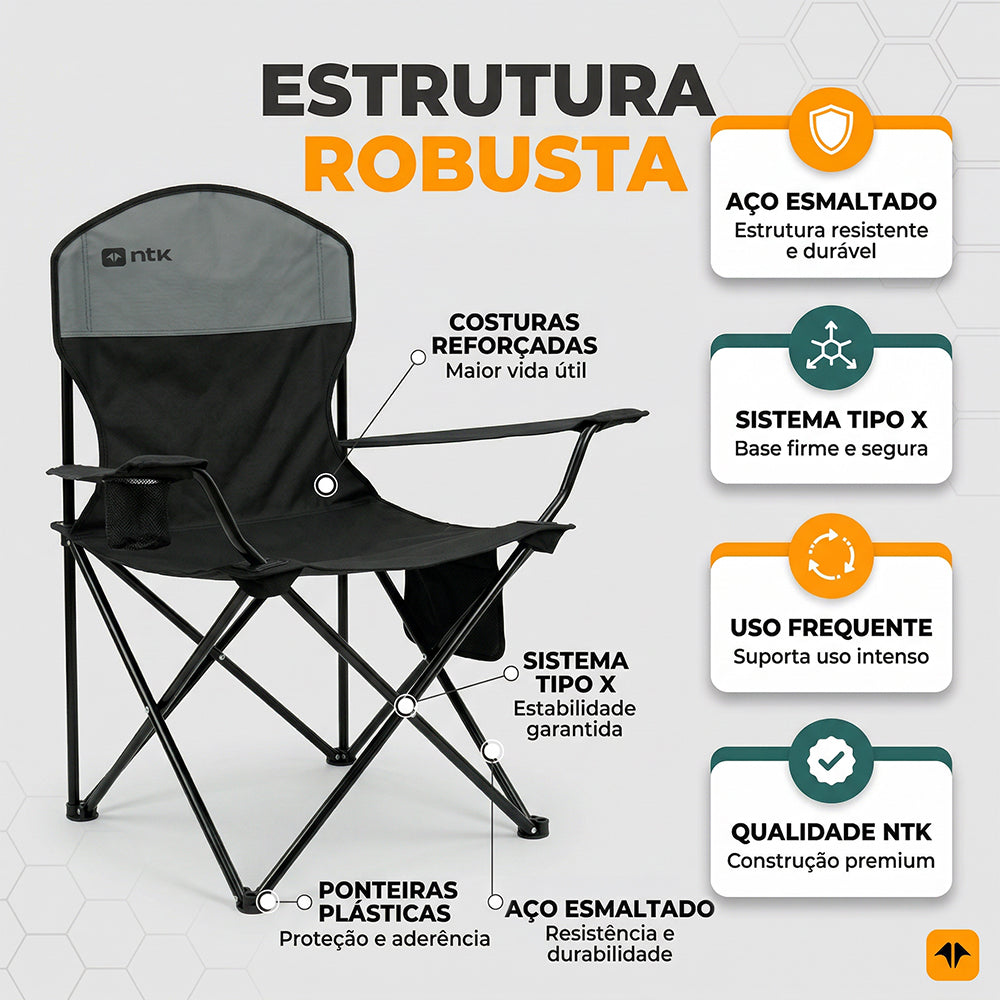 Cadeira Dobrável Nautika Pandera com Dois Porta Copos