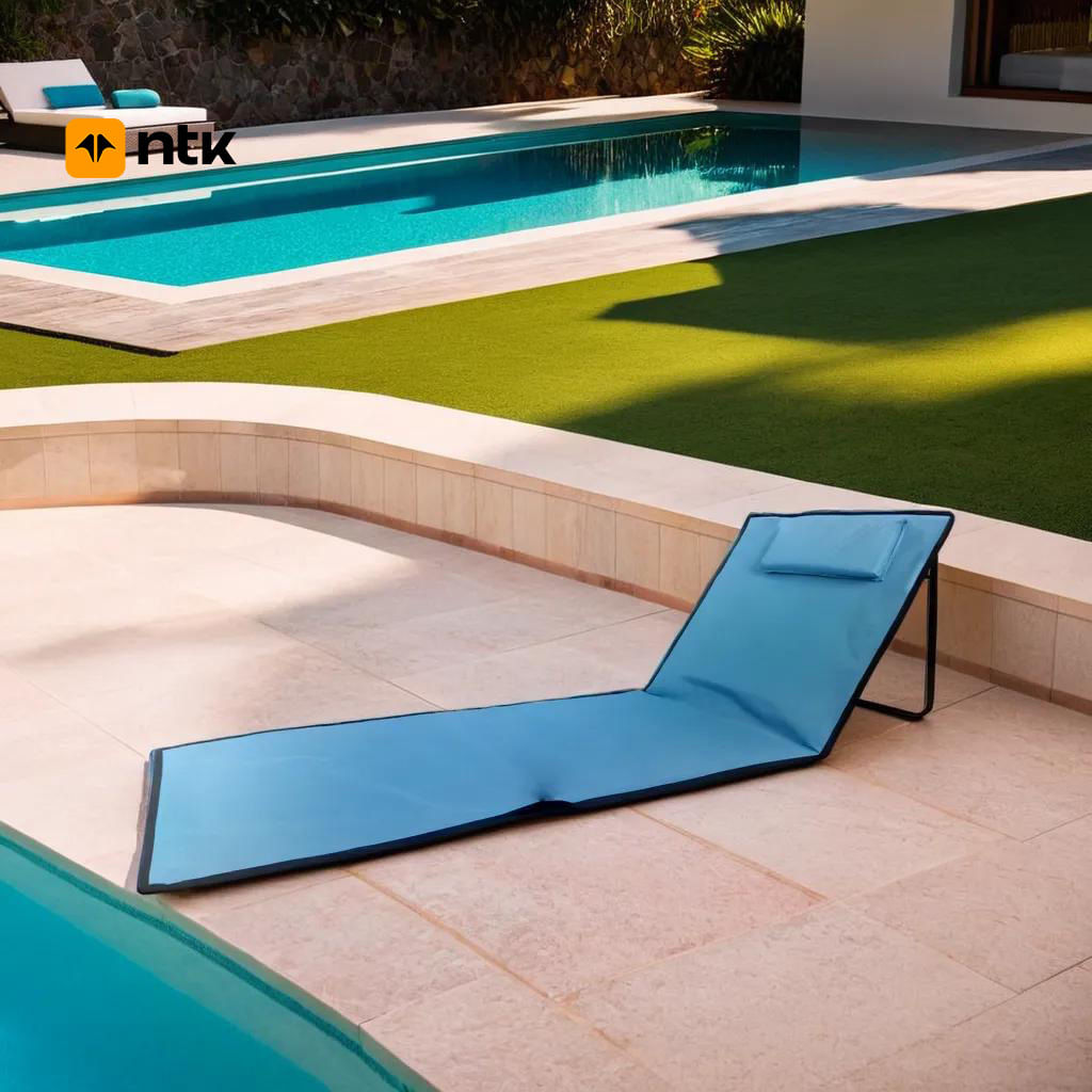 Espreguiçadeira e Esteira Portátil de Praia com Almofada Alça e Bolso NTK