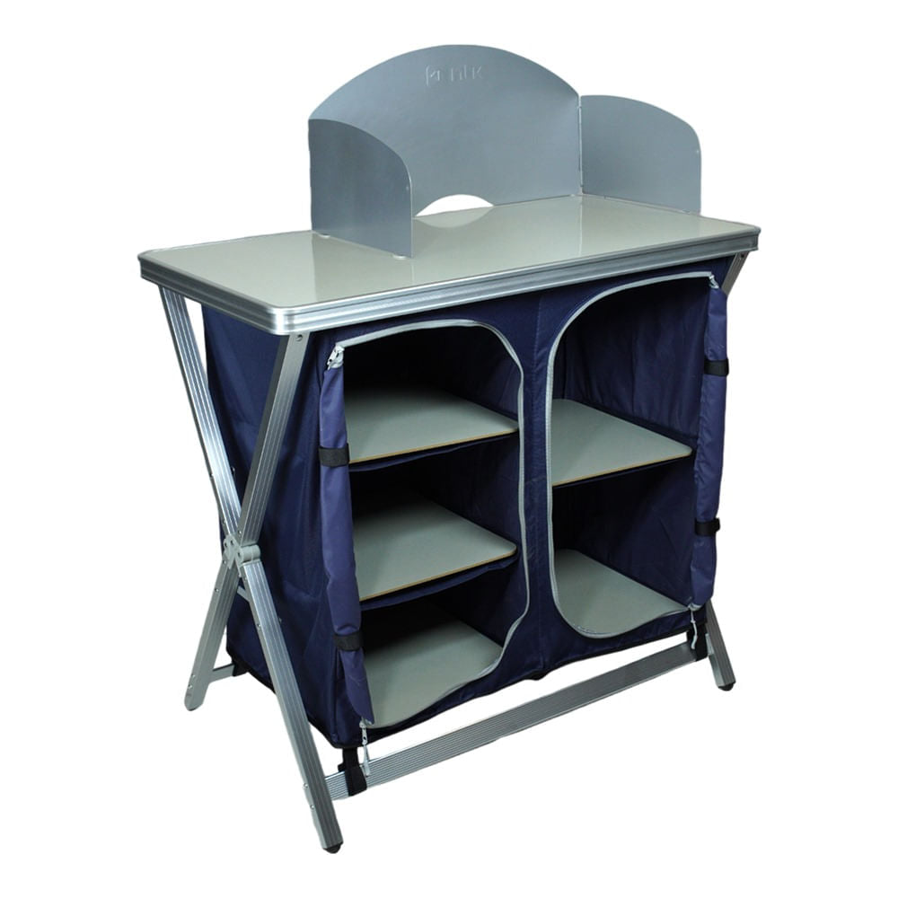 Mesa para Camping Cucina Dobrável com Prateleiras, Suporta até 30Kg, NTK