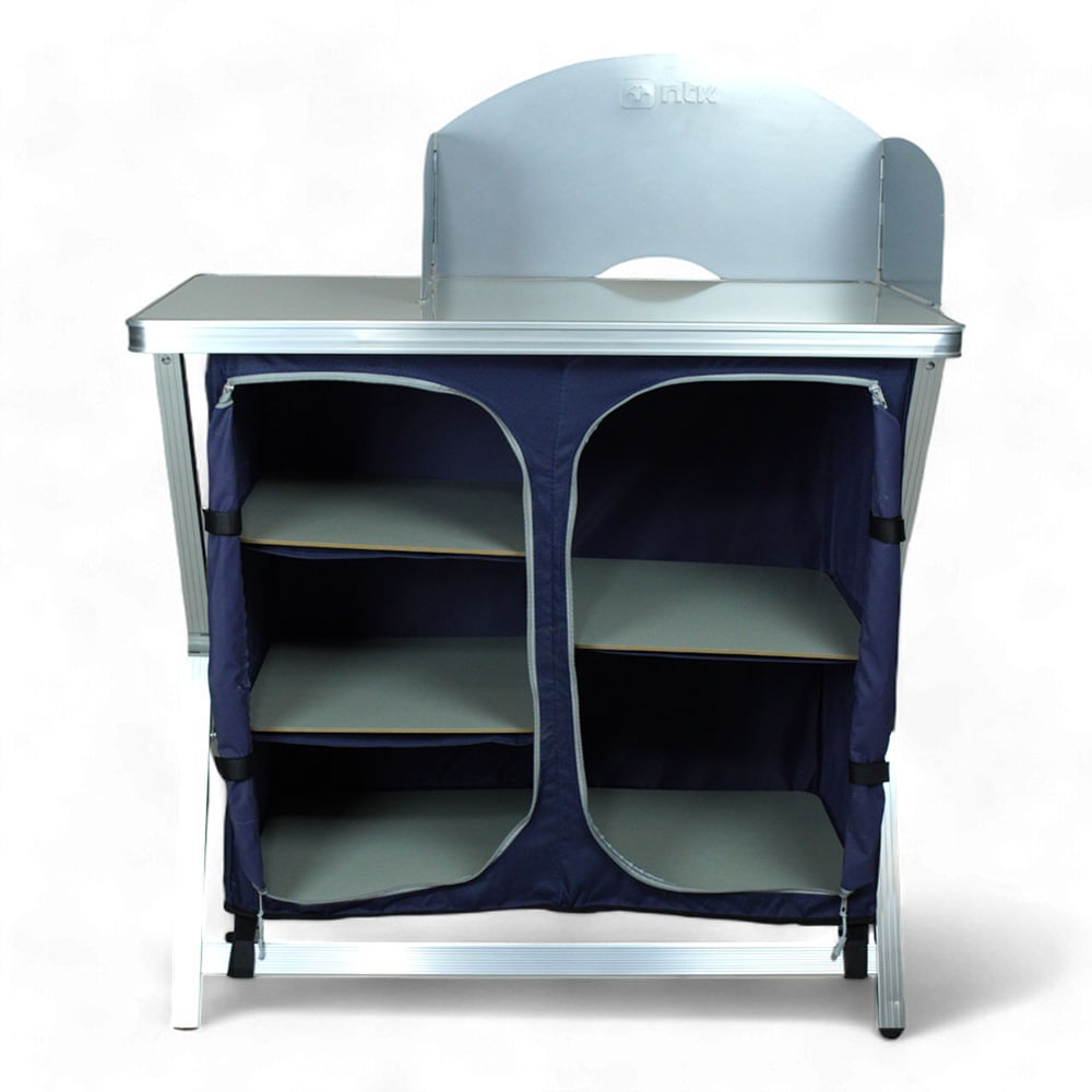 Mesa para Camping Cucina Dobrável com Prateleiras, Suporta até 30Kg, NTK