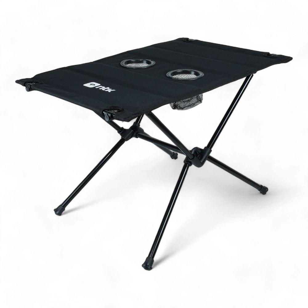 Mesa Dobrável Mobi Estrutura de Aço Porta-copos Preto NTK